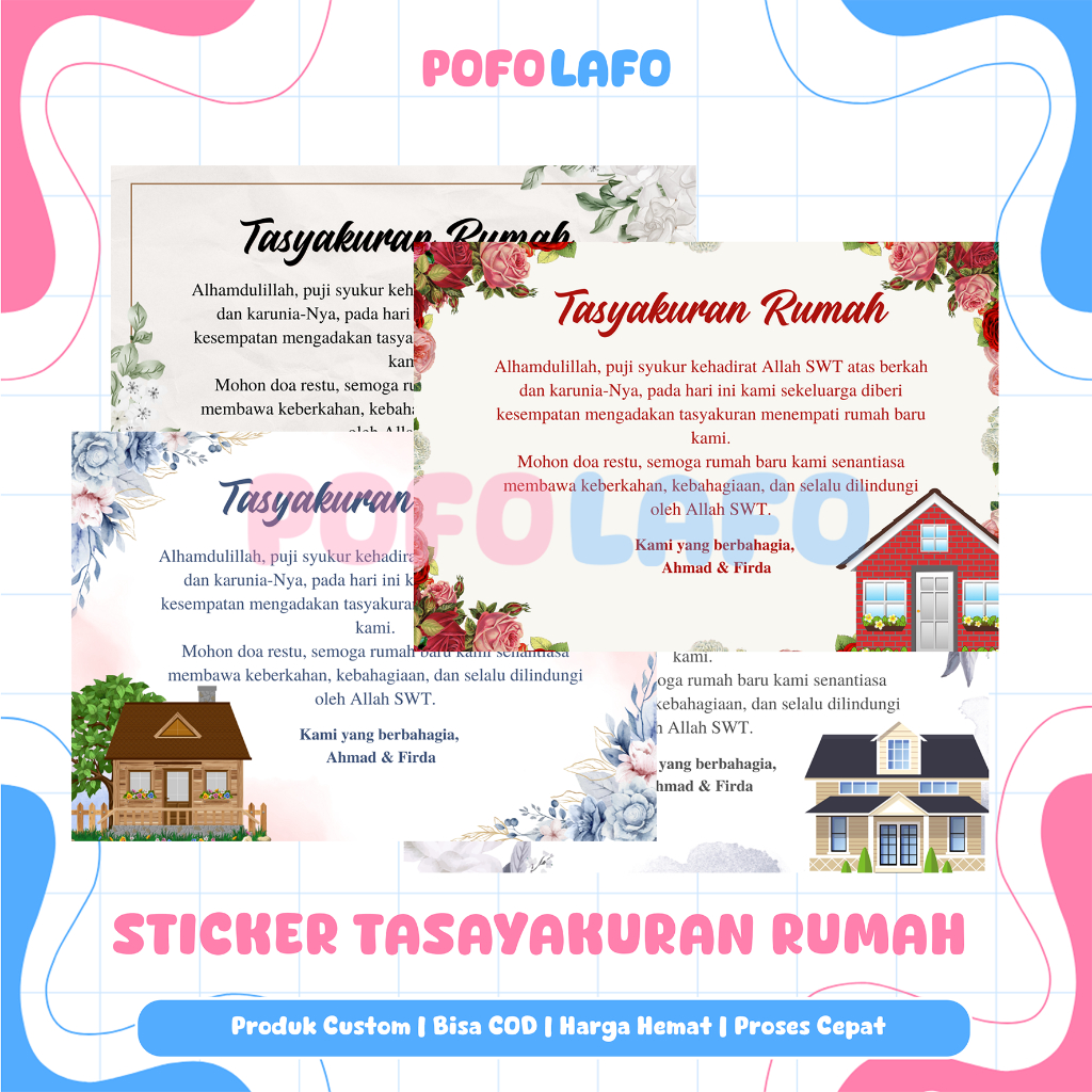 STIKER SYUKURAN RUMAH/STIKER TASYAKURAN RUMAH/LABEL SYUKURAN RUMAH Stiker Tasyakuran Rumah Baru Cust