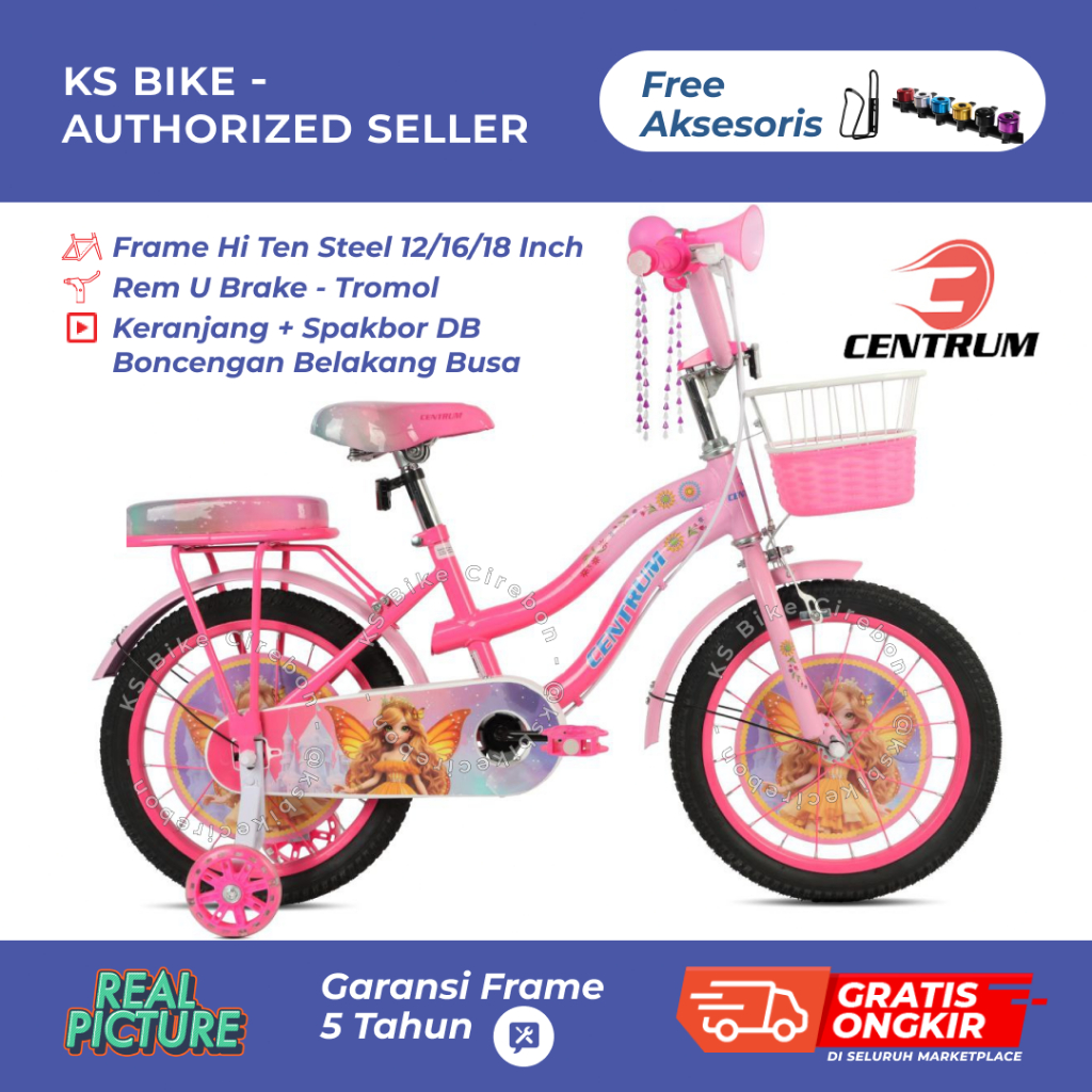 Sepeda Anak Perempuan Centrum 320 Eleanor 12 16 18 Inch Sepeda Mini Anak Cewek Keranjang Roda Sampin