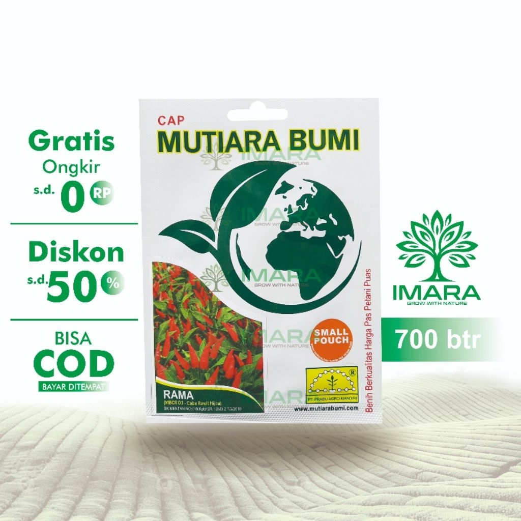 BENIH CABE RAWIT HIJAU RAMA 10 GRAM ISI 700 BIJI ORIGINAL CAP MUTIARA BUMI