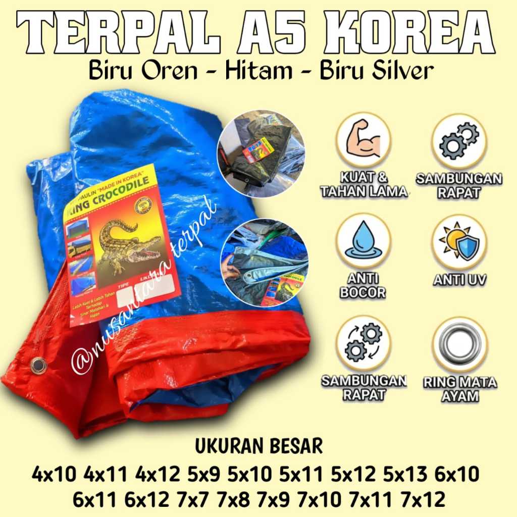 Terpal A5 korea serbaguna ukuran besar 4x10-8x9 | harga ekonomis, kuat, siap pakai, anti bocor