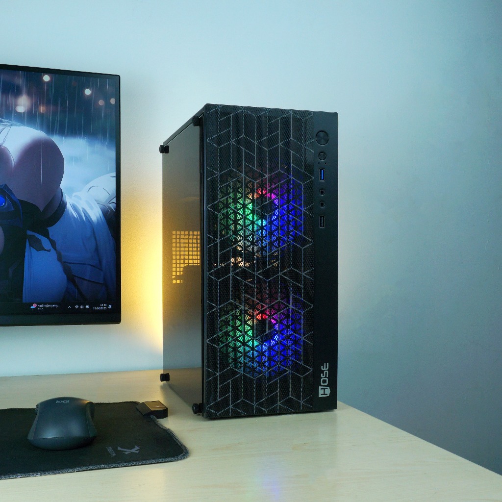 PC Komputer Ryzen 5 3400G Radeon Vega RAM 16GB SSD 256GB Fullset Monitor 22 Inch | PC Kantor & Gamin