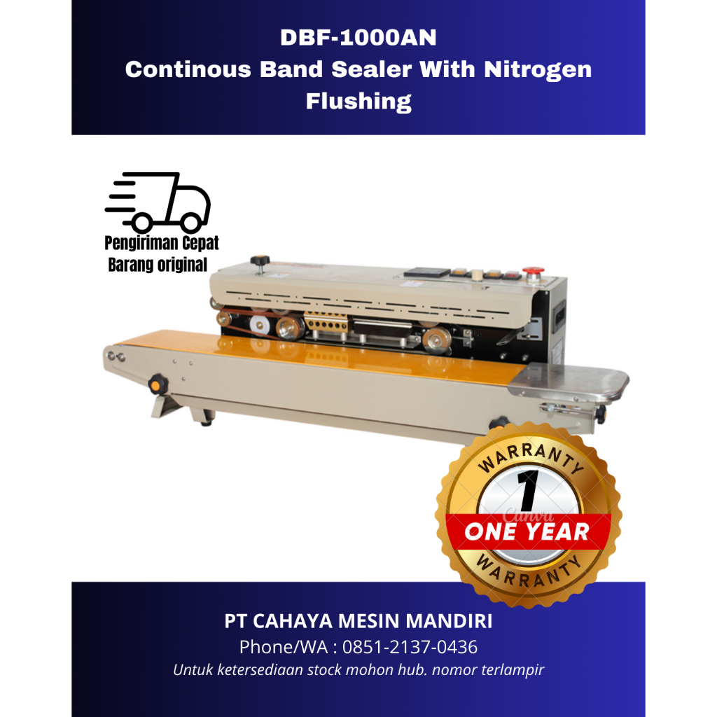 Continuous Band Sealer Mesin Seal isi Nitrogen DBF-1000AN HEAVYPACK