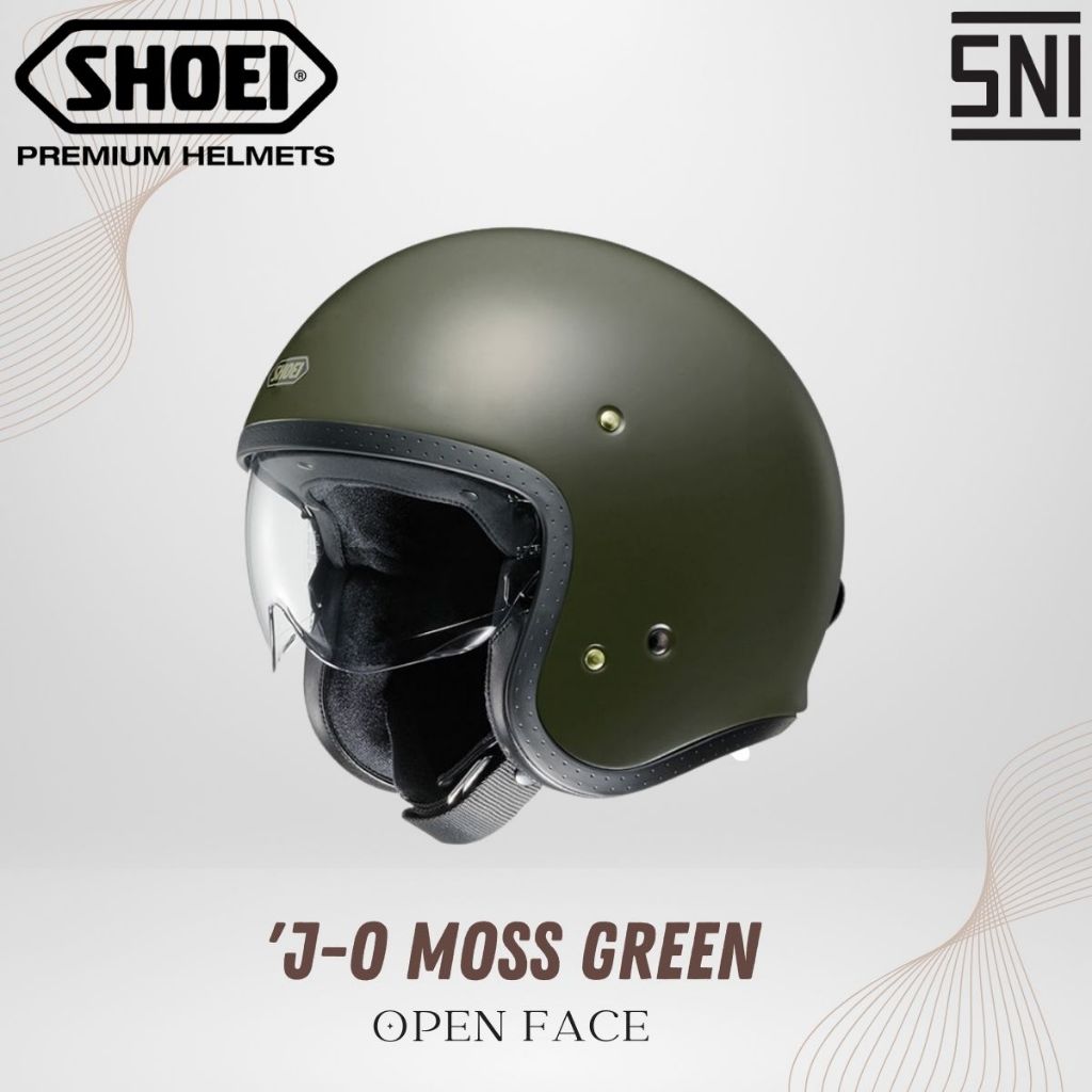 Helm Shoei JO Moss Green Half Face Retro Classic SNI Original