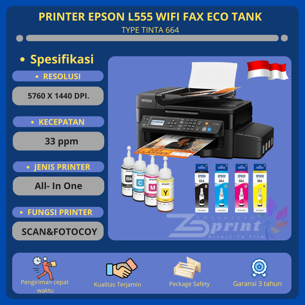 Printer Epson L555 Printer WIFI ADF Scan & Fotocopy FAX