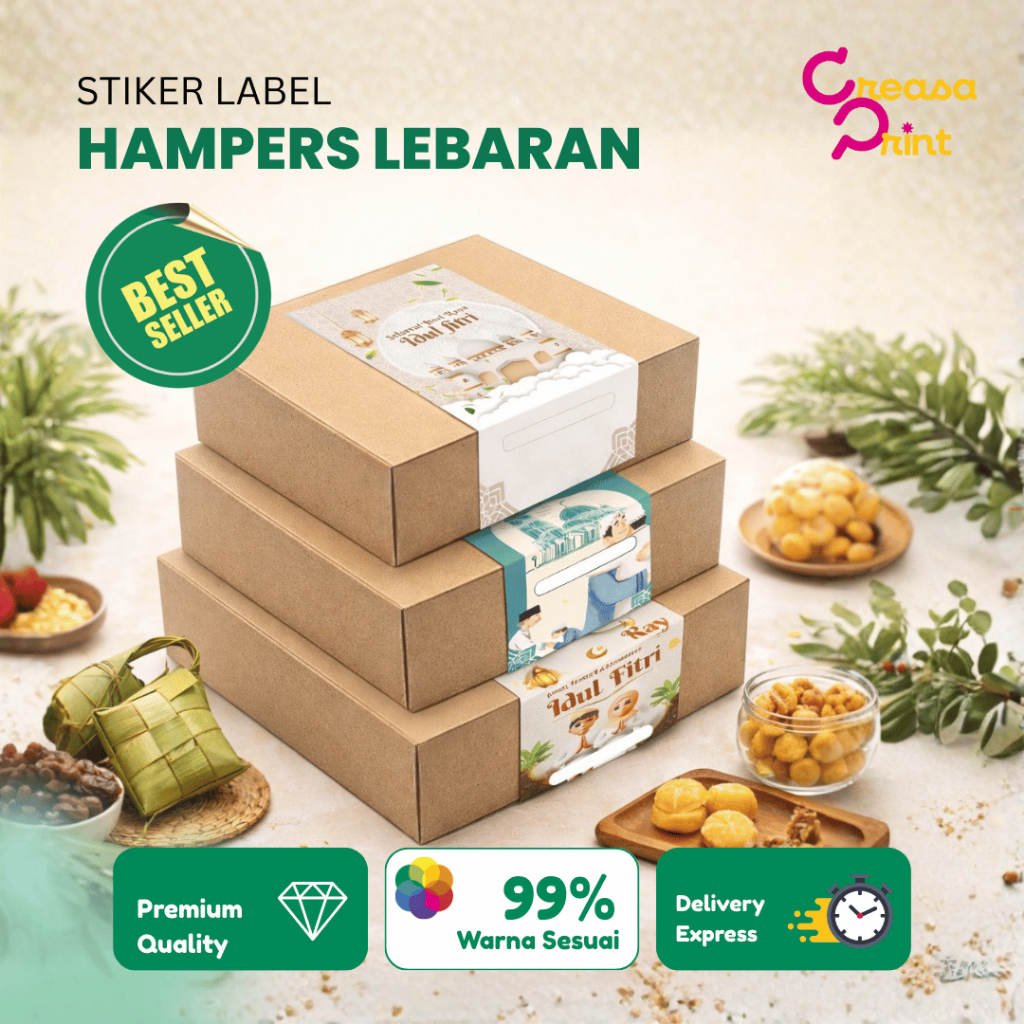 Creasa Print - Stiker Label Hampers Lebaran Eid Mubarak | Stiker Box Hampers Ramadhan | Stiker Lebar