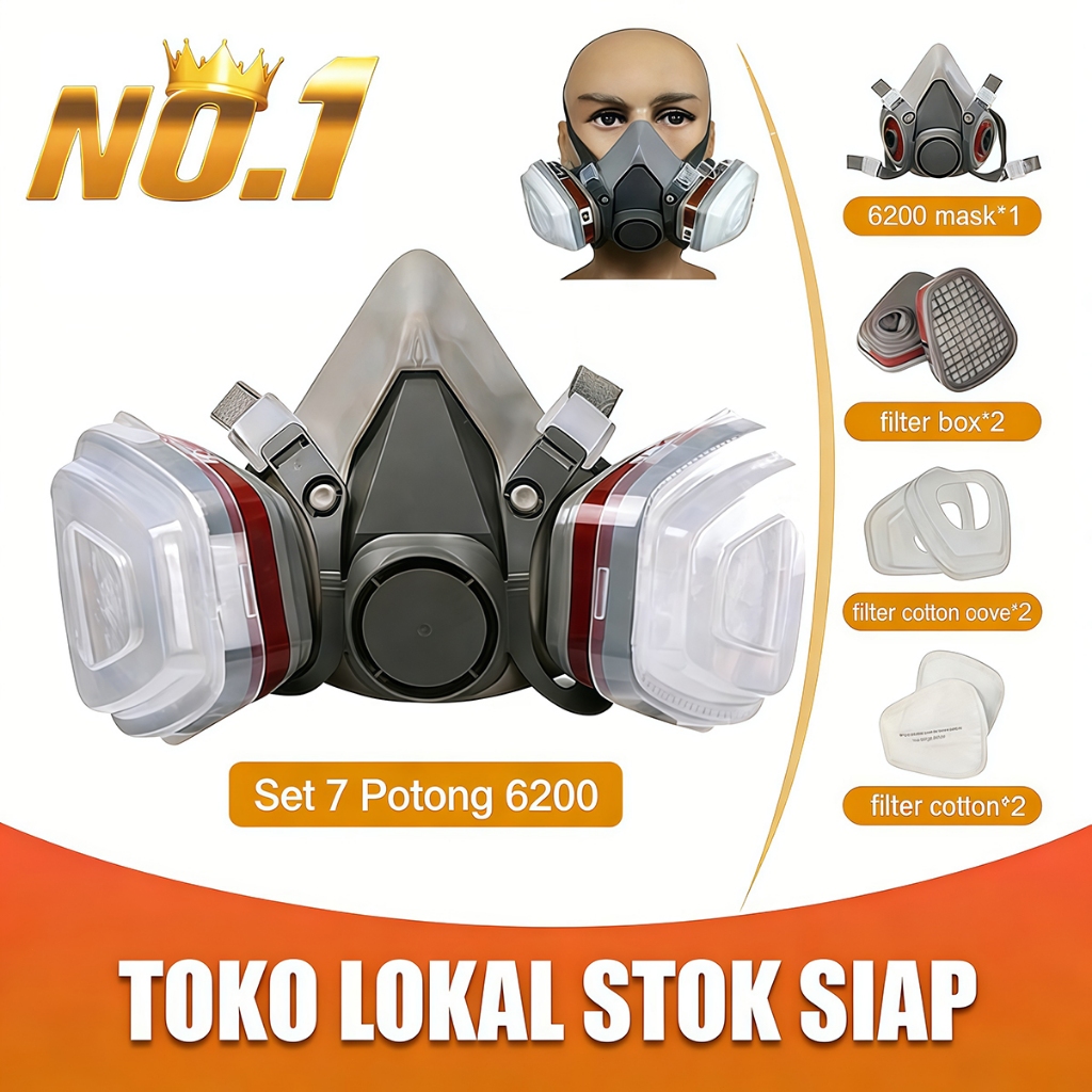 Masker Safety Respirator 6200 Respirator Masker Gas Half Mask Respirator Half Facepiece Respirator