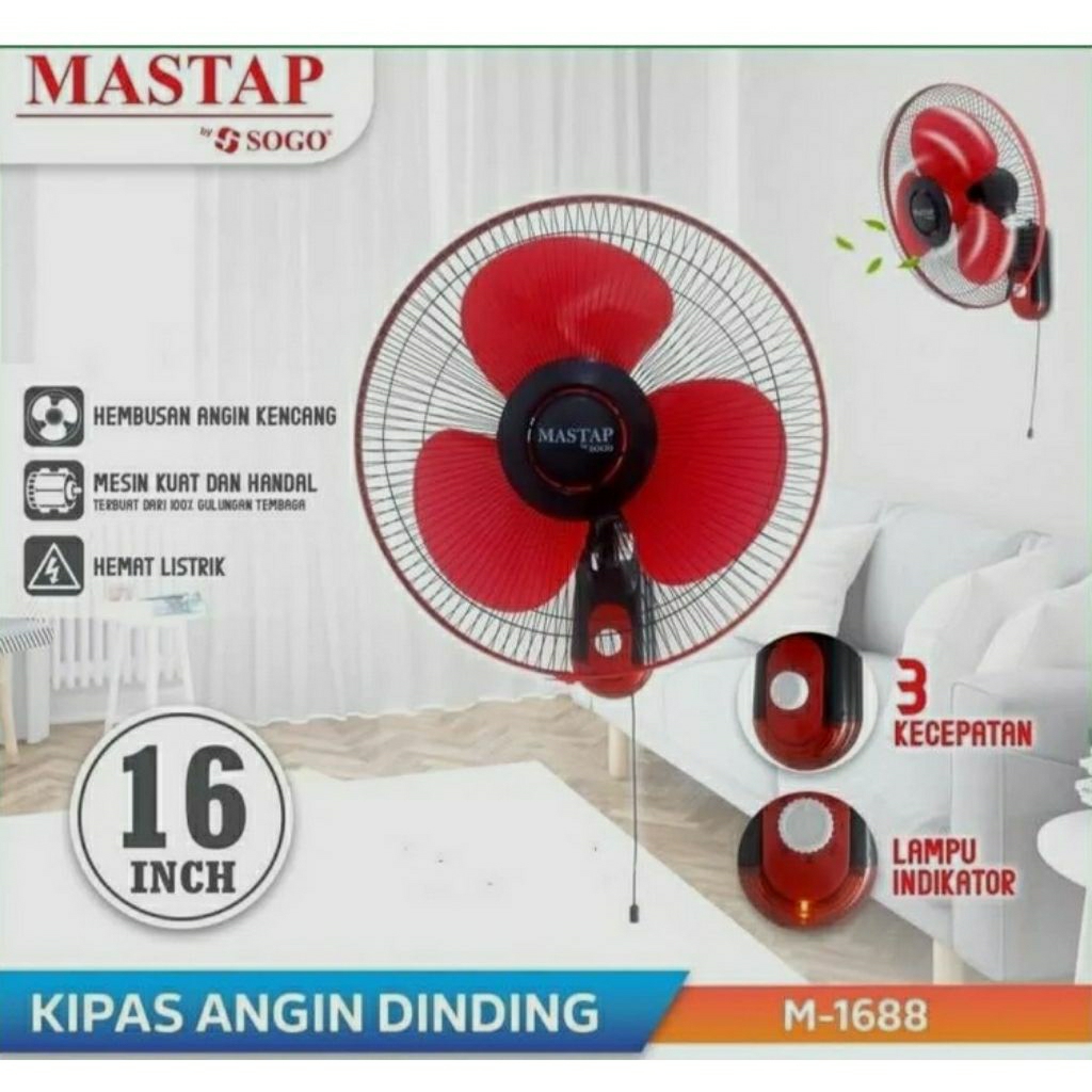 kipas dinding mastap by sogo/ kipas angin tembok,kipas tempel 16in