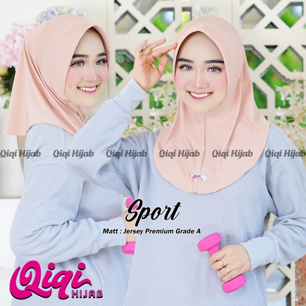 (HIJAB SPORT QIQI) •jilbab instan jersey•jilbab olahraga•kerudung instan•hijab sport