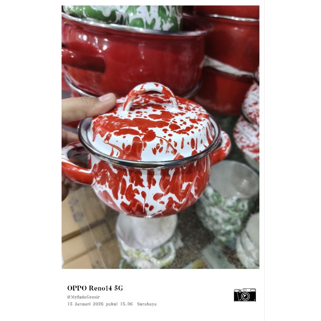 PANCI ENAMEL BLIRIK MERAH UK 12CM