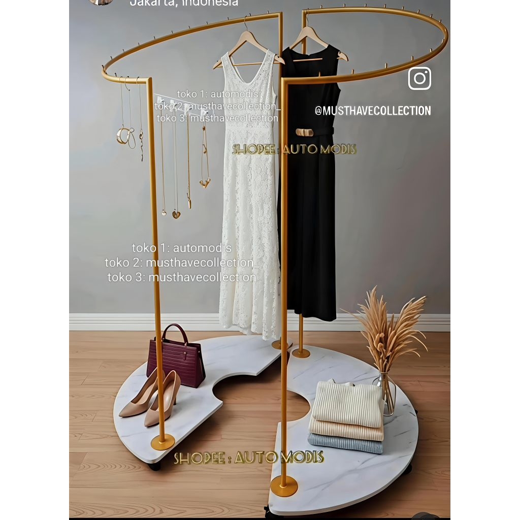 GAWANG BAJU EMAS LINGKARAN MELINGKAR CUSTOM STANDING MIRROR BUTIK KAMAR PAS BONGKAR PASANG KACA ETAL