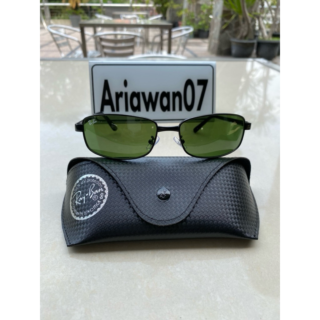 kaca mata Ray-ban rb 3194 frame hitam kaca hijau sz 60