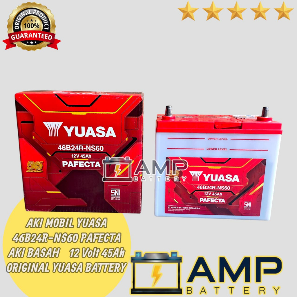 Aki Mobil Toyota Avanza, Rush, Terios NS60 46B24R Aki Basah YUASA 45Ah Original