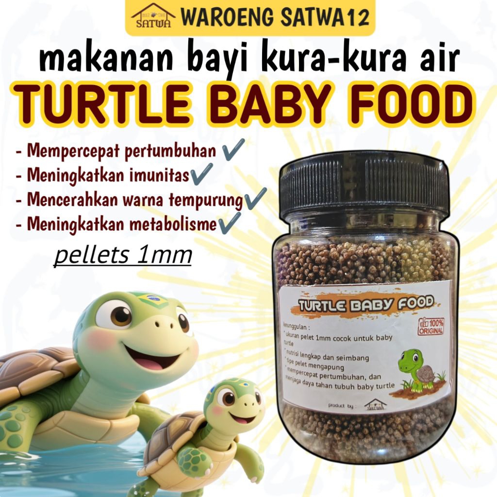 Pelet Makanan Baby Turtle Protein Tinggi | Pakan Bayi Kura Kura Air Brazil Damer Ambon Picta Unifili