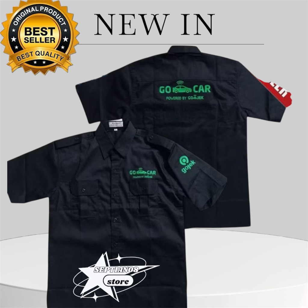 kemeja gocar terbaru hitam k2 baju seragam gojek free nama