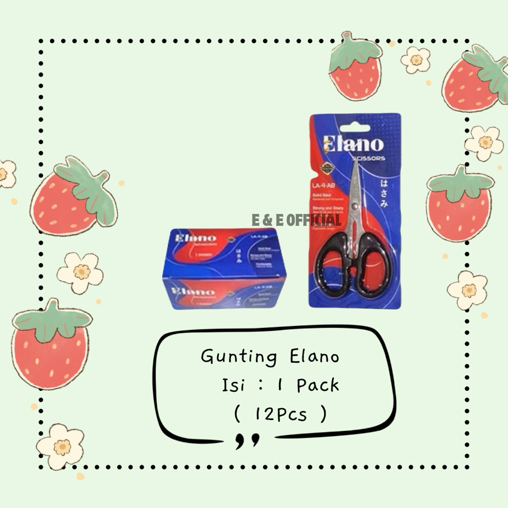 [ 1 PACK 12 PCS ] GUNTING KECIL HITAM ELANO / GUNTING KOTAK HITAM ELANO / GUNTING HITAM KECIL LA-4