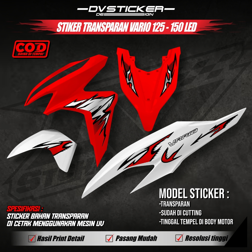 Striping Transparan Vario 125 New 2019-2021 Stiker Striping Vario 125-150 Led New Gen 1
