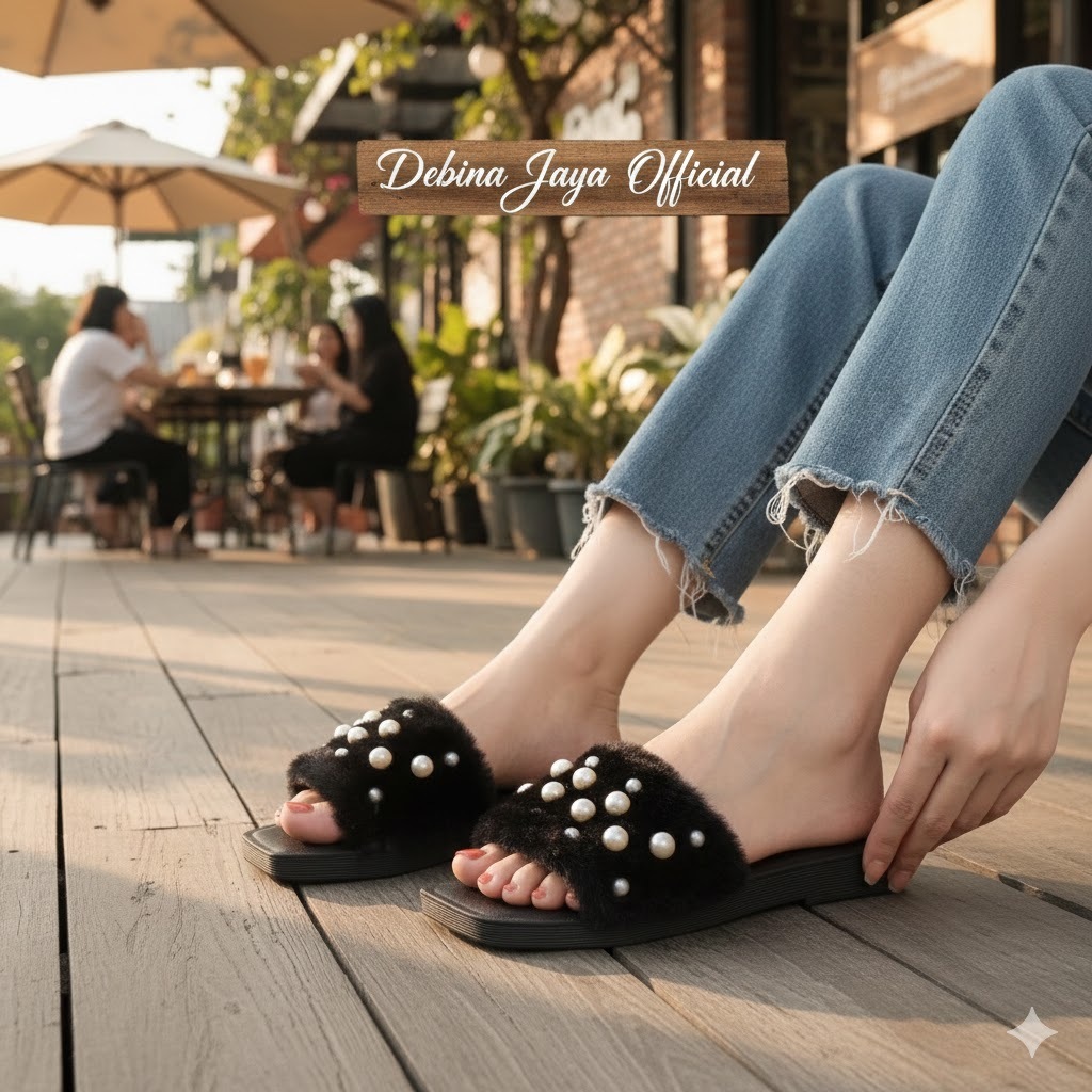 Debina Jaya Official  –  FLD 268-AH2  -  Size  No. 37 - 40  -  Sandal Bulu Mutiara Sandal Sepatu San
