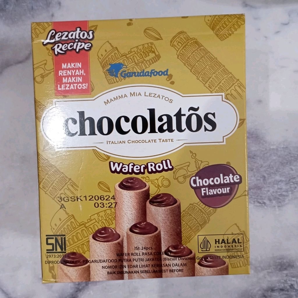 CHOCOLATOS WAFER ROLL COKELAT ISI 24 PCS - Chocolatos Cokelat/Chocolatos Wafer Roll/Chocolatos