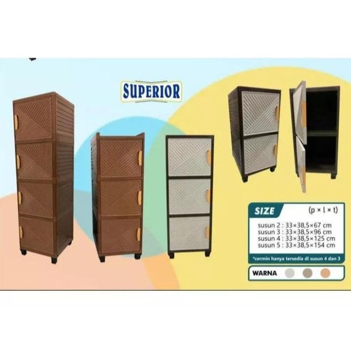 GARANSI 100% / Lemari LOKER BASOKA SUPERIOR 2-5 Susun - Lemari Plastik 5 Susun