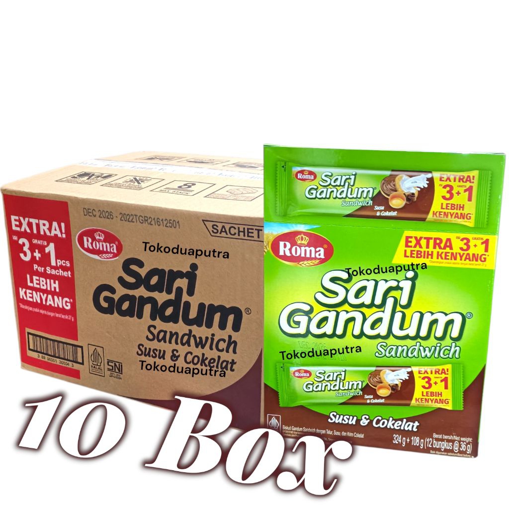 Roma Sari Gandum Coklat 1 Karton X 10 box / Biskuit Roma sari gandum Coklat Sachet
