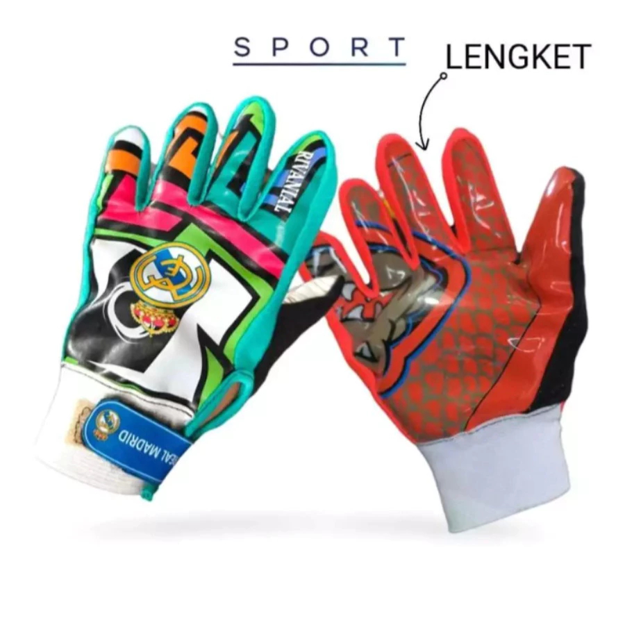 PREMIUM TERBAIK Sarung Tangan Kiper Anak Logo REAL MADRID  Profesional Grip Max Latex – Goalkeeper G