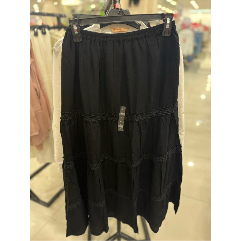 Rok Wanita Nevada Tiered Panjang Pinggang Karet | Rok Casual Cewek | Size S–XL