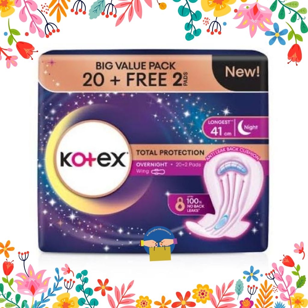 kotex total protection 41cm night longer 22 pads