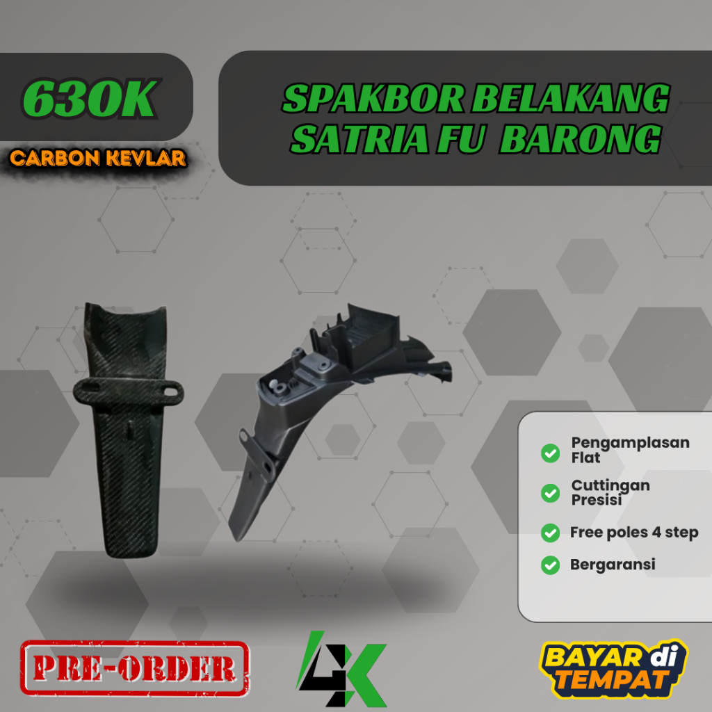 Spakbor Belakang Satria Fu Barong Carbon Kevlar/ Carbon fiber