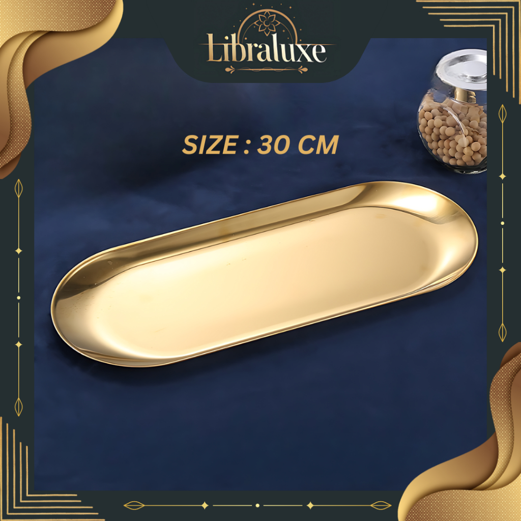 Nampan Oval Ukuran 30 CM / Premium Tray Oval Stainless Steel / Piring Hidangan Cantik Serbaguna