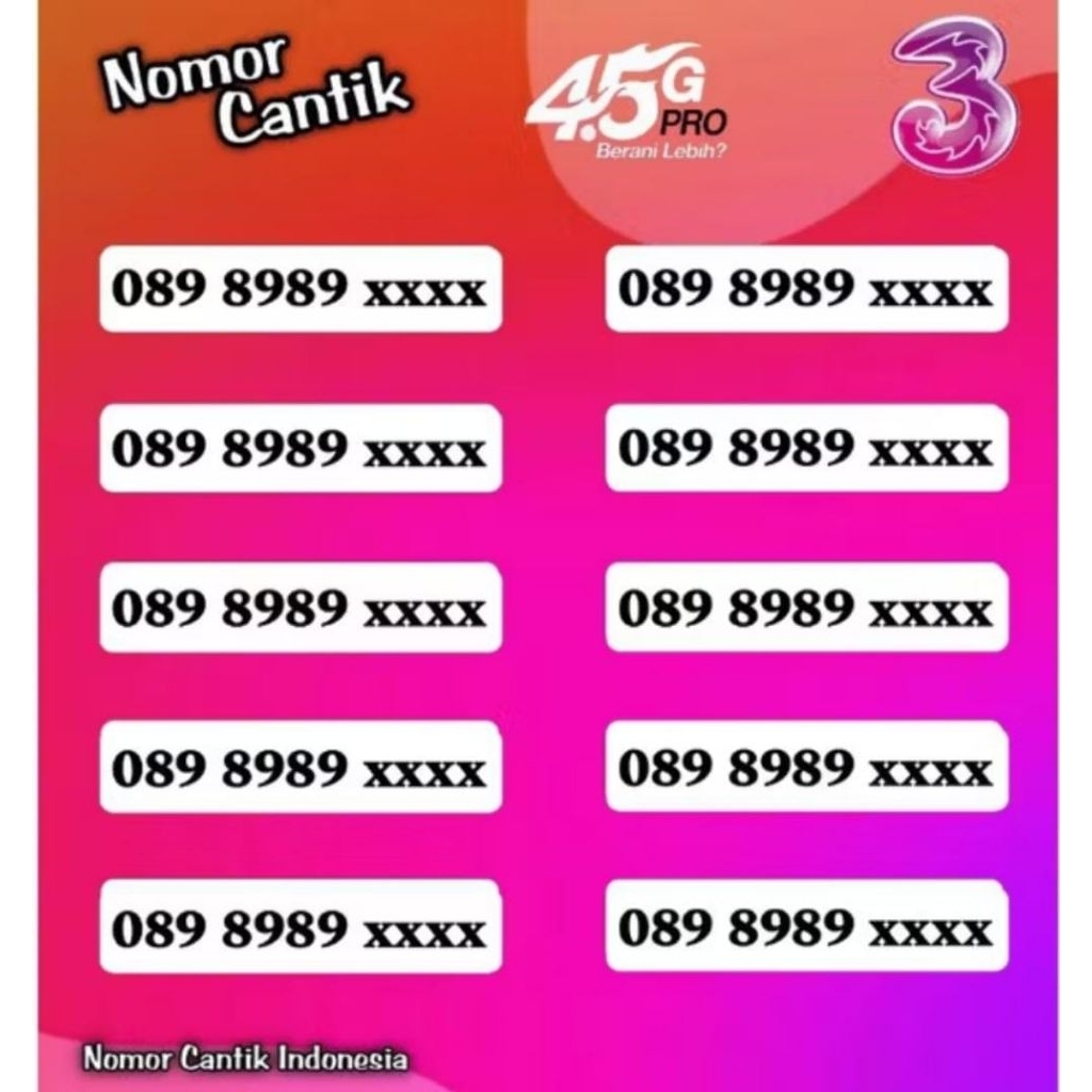 Nomor Cantik Tri 11 Digit