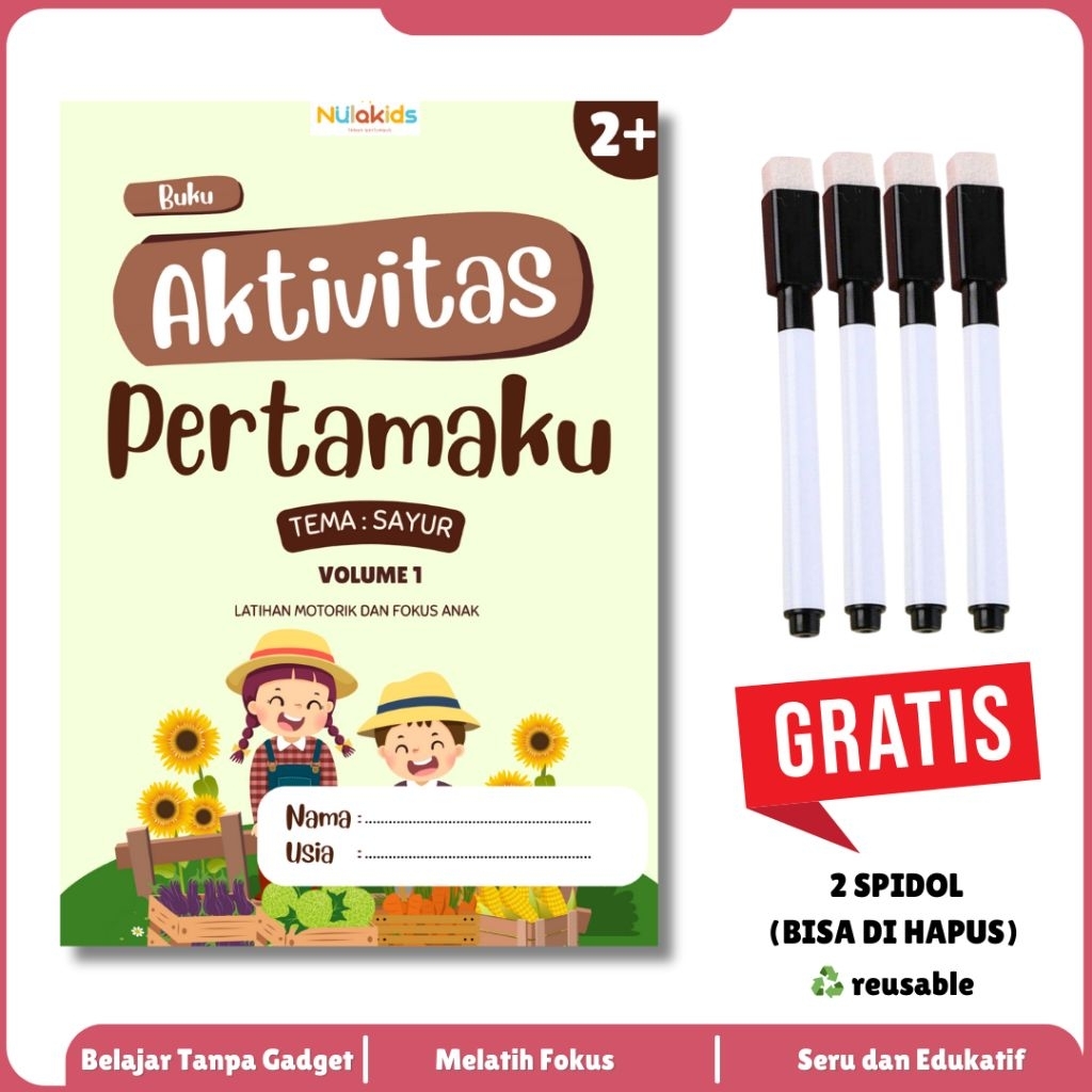 NULAKIDS - Activity Worksheet - Lembar Kerja Aktivitas Edukasi Anak - Usia Dini Paud TK 2 -3 Tahun