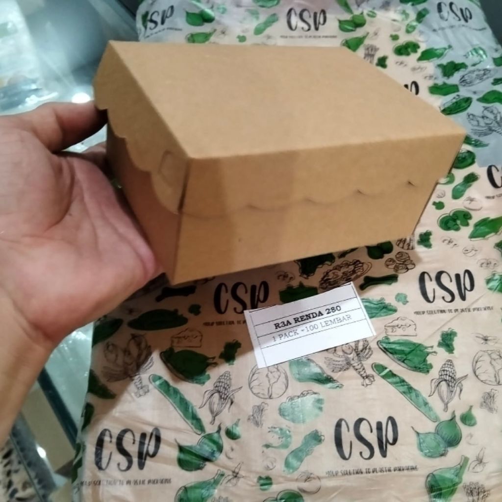(100 Lembar) Dus Kraft R3A Renda 280 Merk CSP / Dus Makanan / Dus Kue