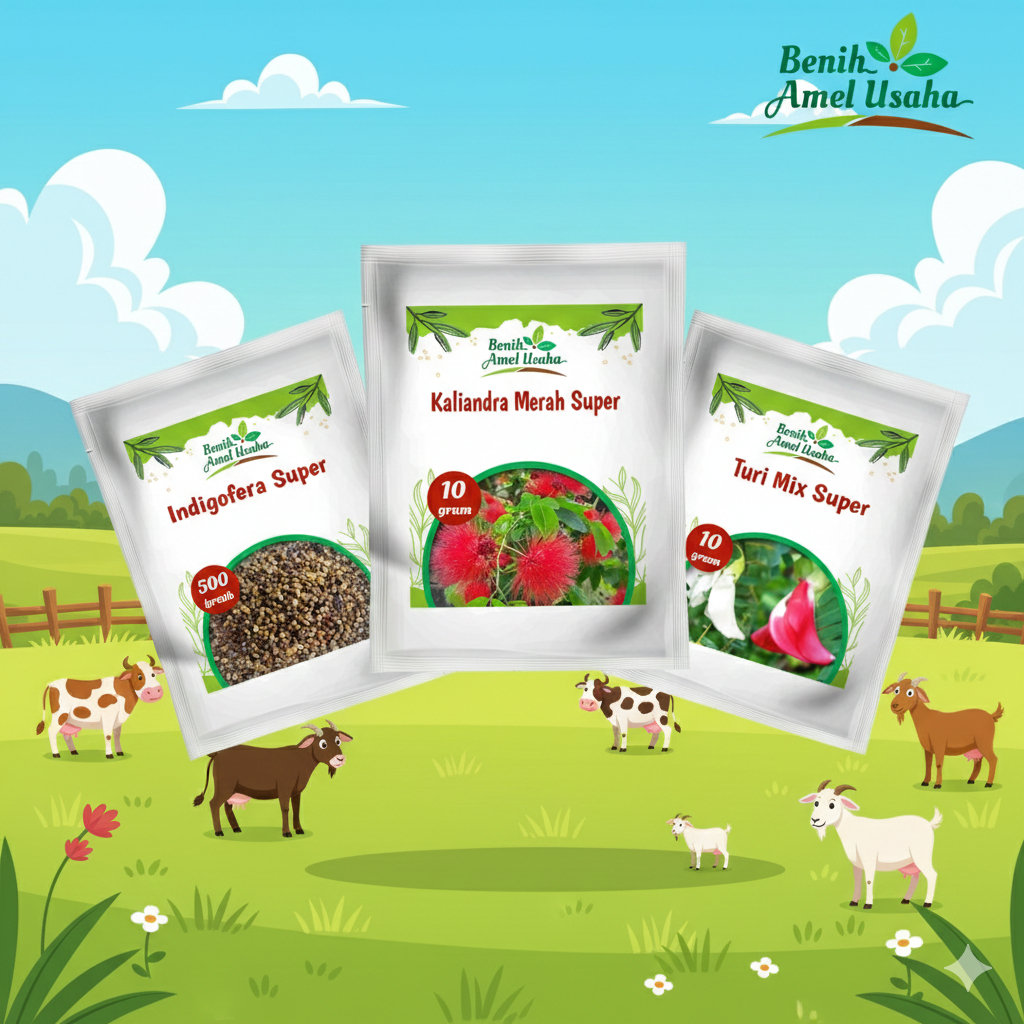 paket 3 Macam benih pakan ternak indigofera / turi mix / kaliandra merah