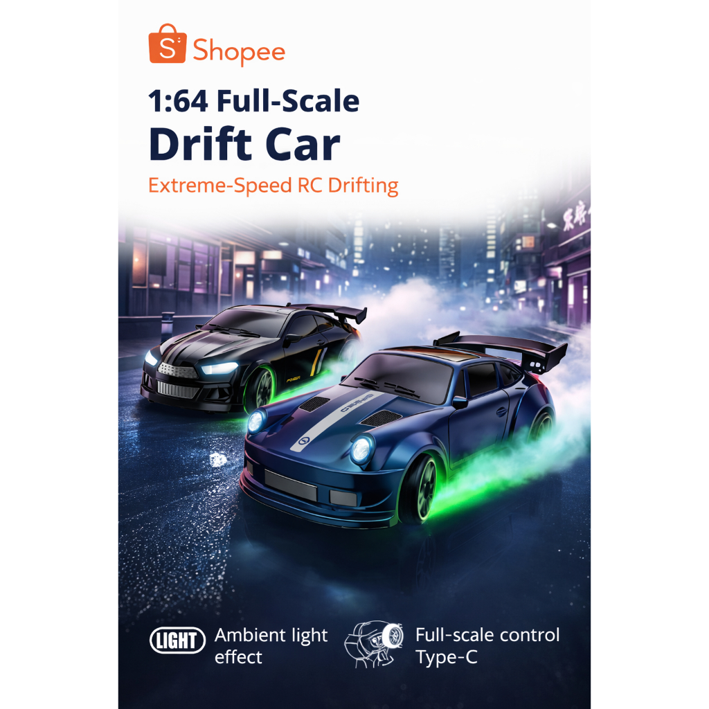 Mainan Anak Mobil RC Drift 1:64 Full Propo Dengan Desain Minimalis