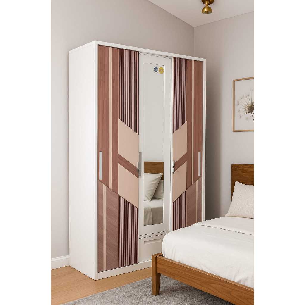 Lemari Pakaian 3 Pintu SLeding Besi / Lemari Baju 3 Pintu SLeding Besi Type Imporat M03