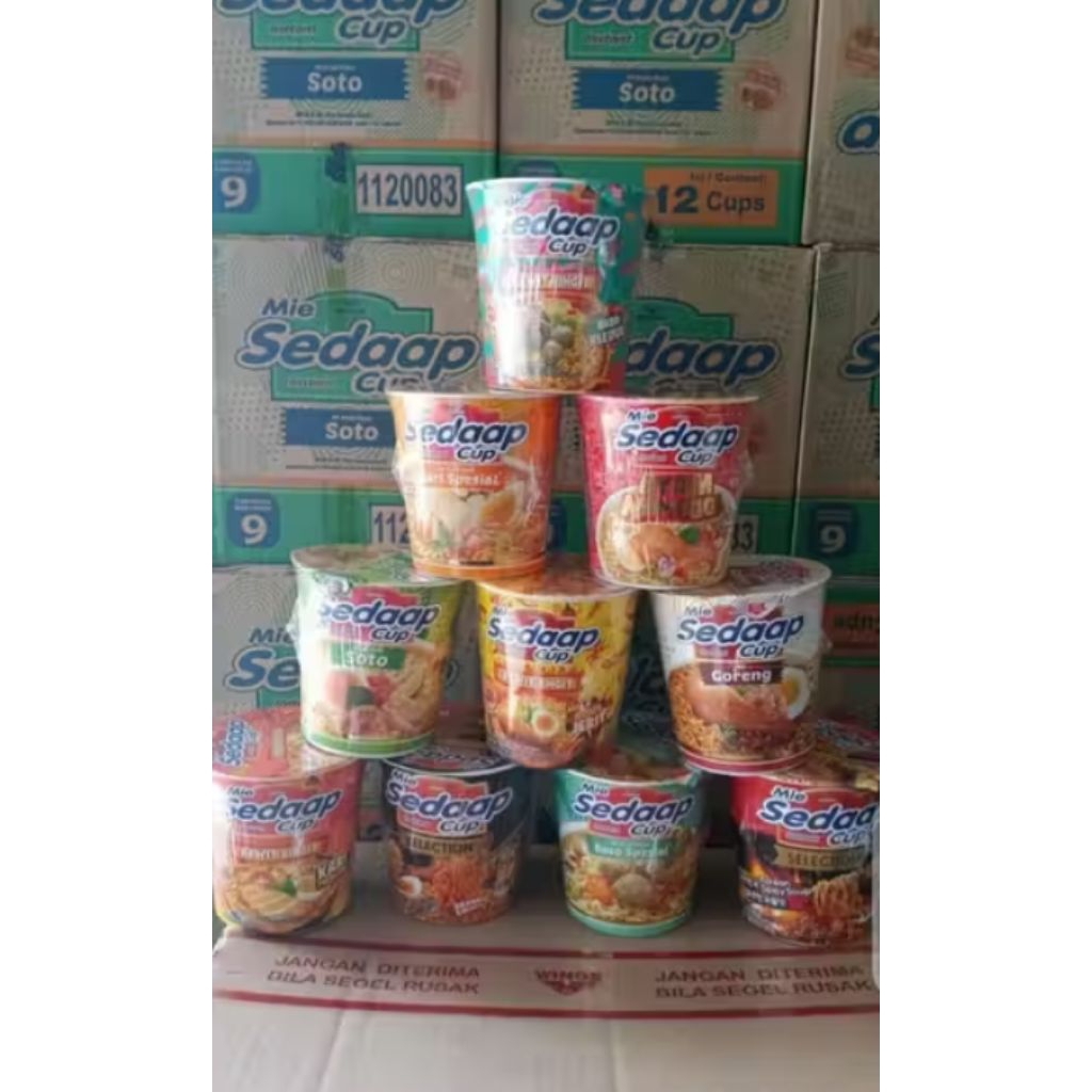 Sedaap Cup Mie Sedap 1 Dus Isi 12 Pcs Rasa Ayam Nampol Soto Ayam Jerit Baso Bleduk Kari Mercon Goren