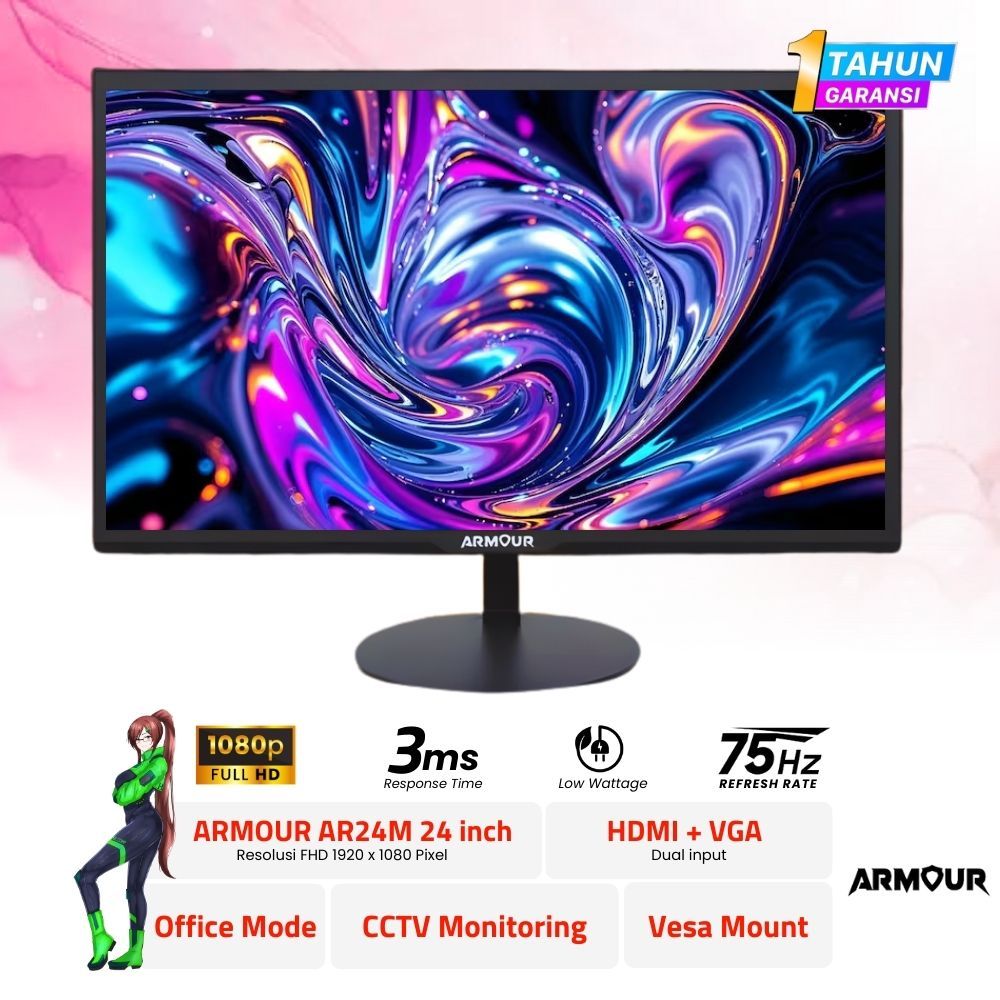 Monitor 24 Inch ARMOUR LCD AR24MFHD | 22 Inch AR22MFHD | 20 Inch AR20MHD | 19 Inch AR19MHD HDMI VGA