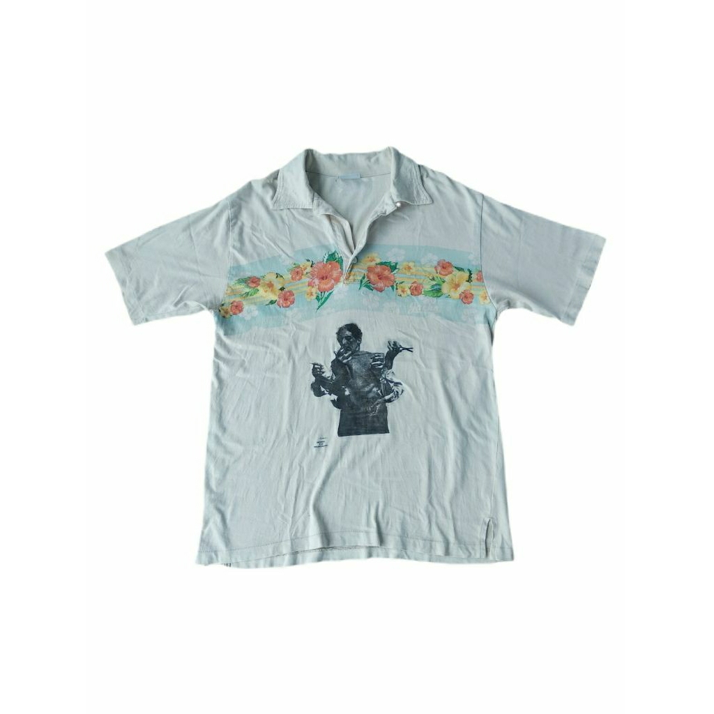 vintage polo shirt Hawaiian longgar motif bunga