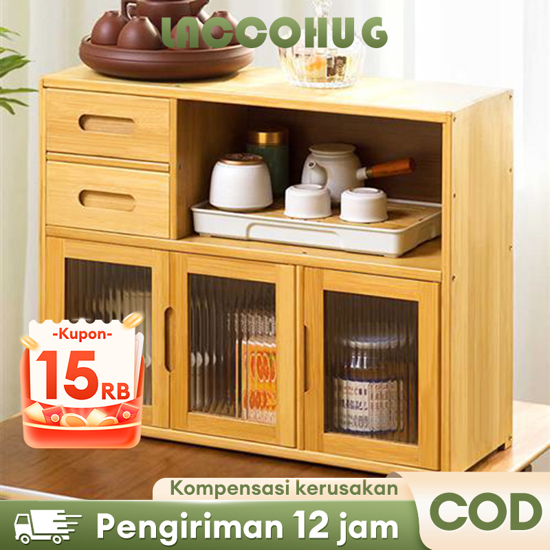 Laccohug Lemari Dapur Lemari Penyimpanan Kayu Lemari Meja Makan Desain Laci Pintu Changhong