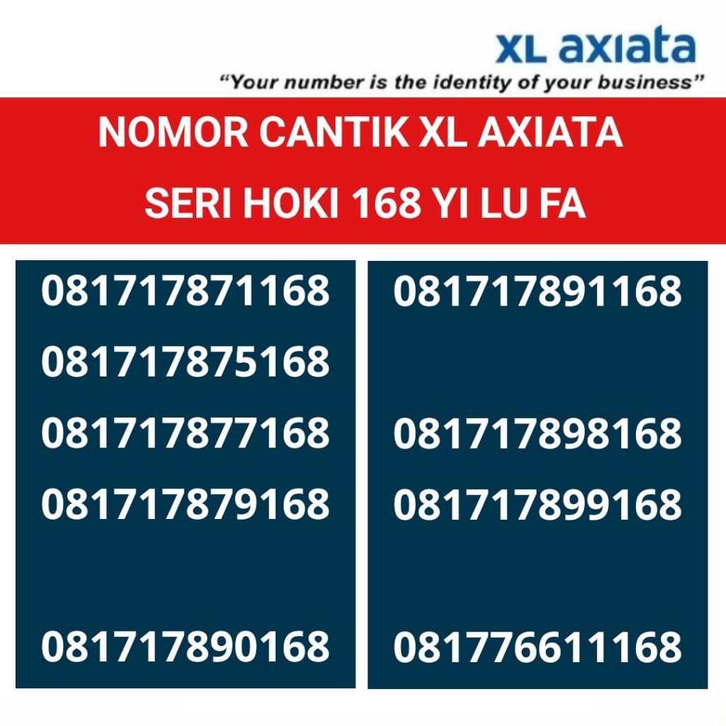 nomer cantik XL axiata nomor hoki 168 yi lu fa kartu perdana best