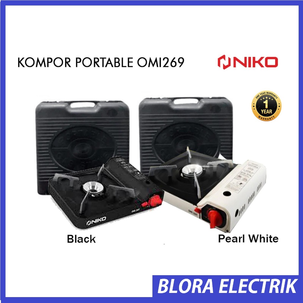 kompor portabel niko omi 269 warna hitam dan putih