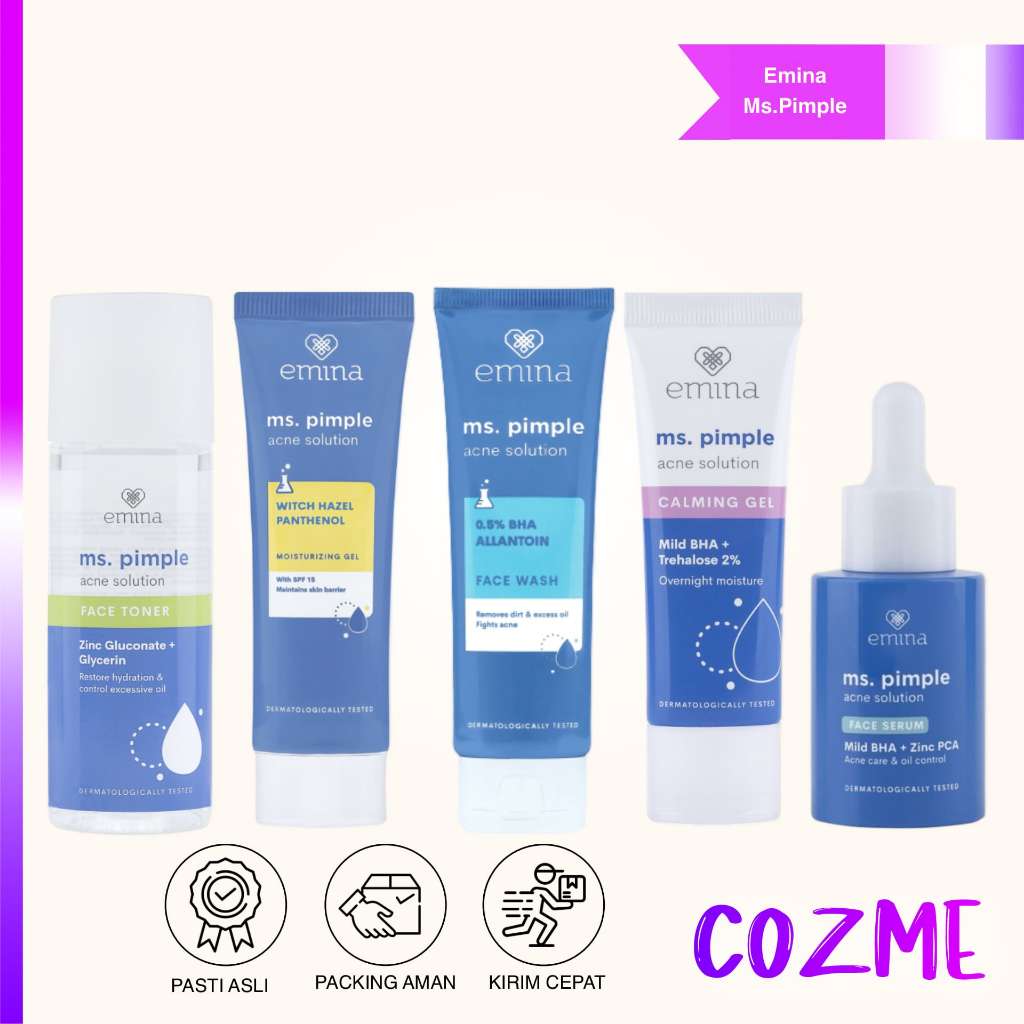 EMINA Ms. Pimple Acne Solution Series | Face Wash | Moist Gel | Calming Gel | Spot Gel | Toner