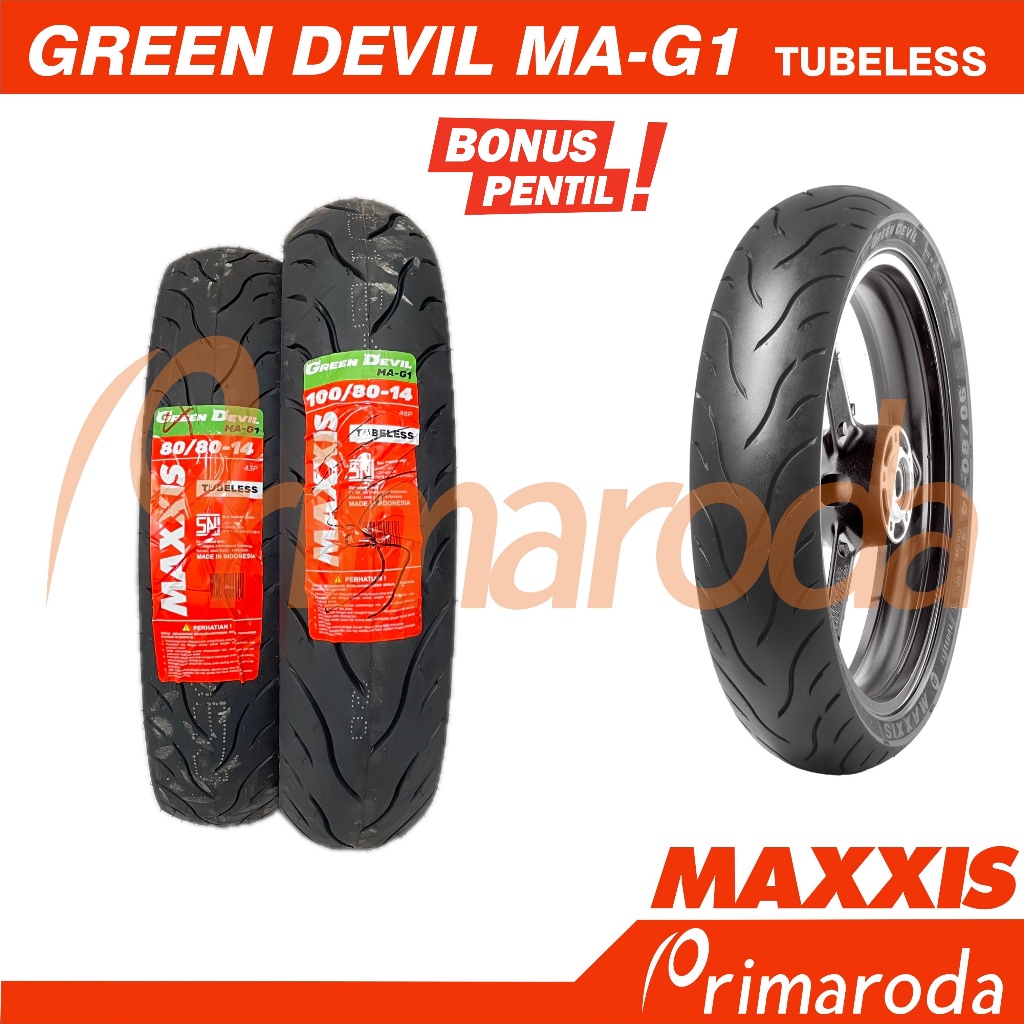 Sepasang Ban Yamaha New Fino 125 Tubeless Maxxis Green Devil MA-G1