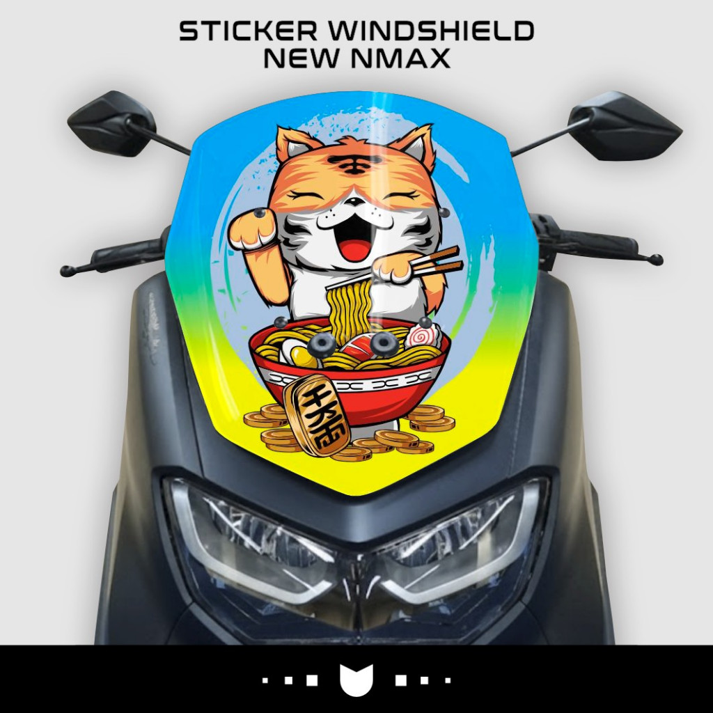 Sticker Windsield Visor Nmax 155 New Kucing Cute Cat Stiker Setiker Striker Striping Lis Visor Kaca 