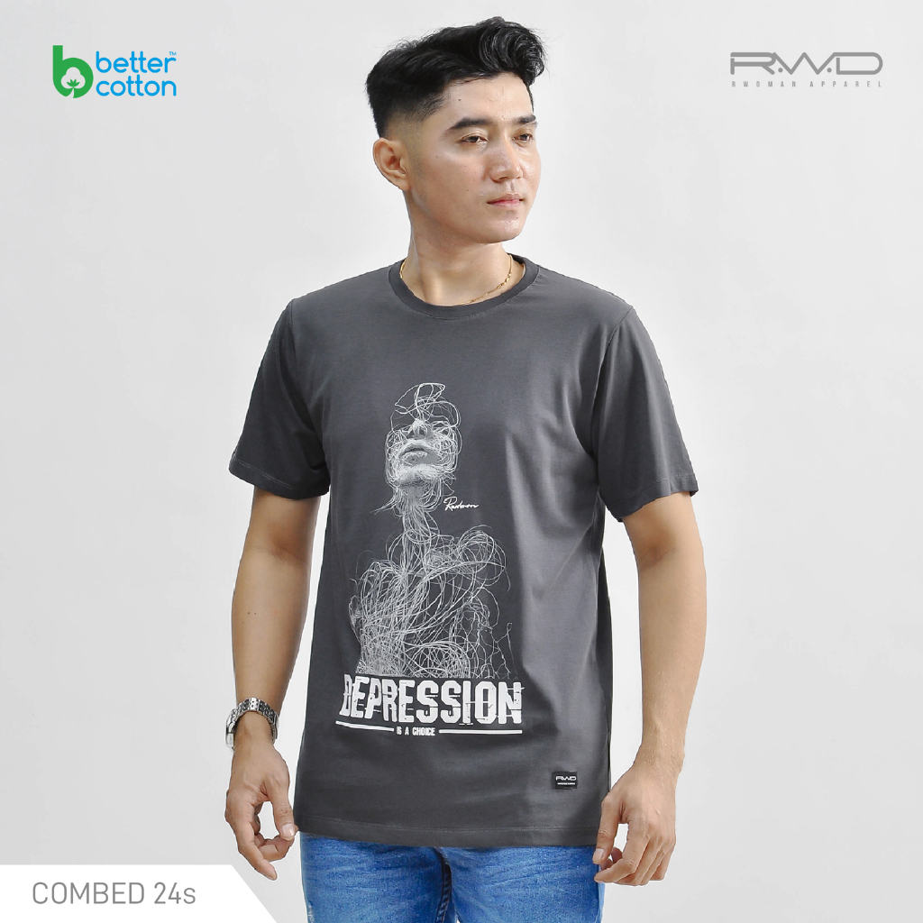 RWDMAN - Cotton BCI T-Shirt Pria Regular Fit Depression EG-0205