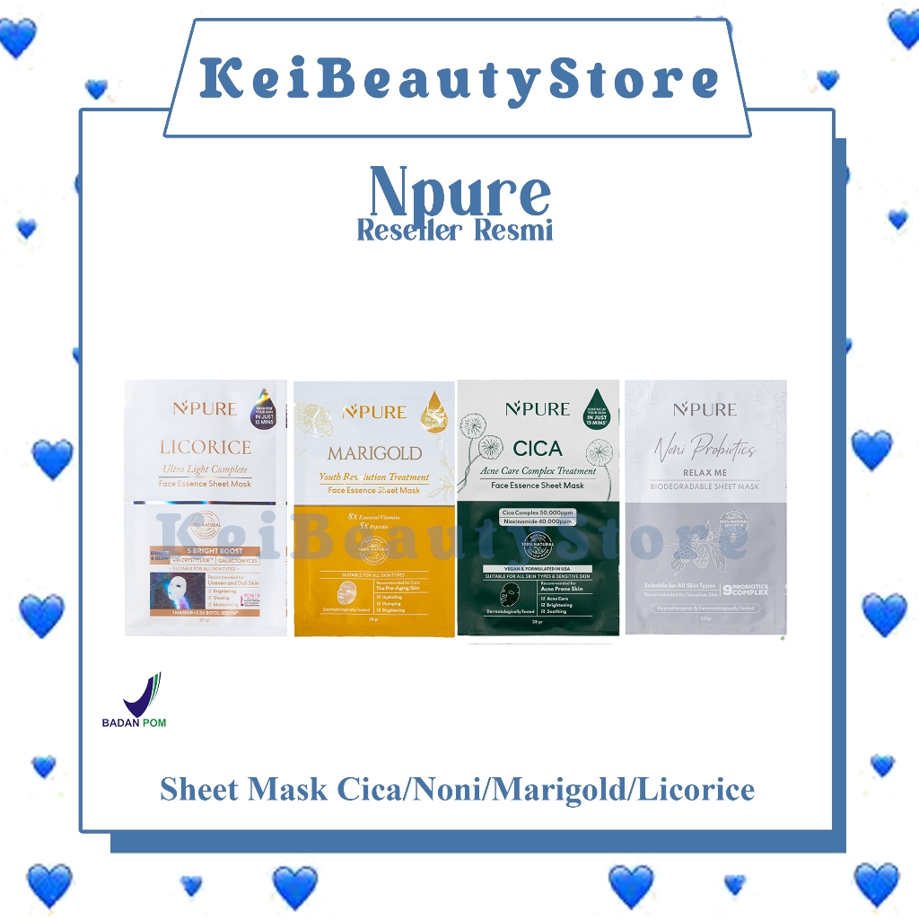 NPURE Sheet Mask Cica - Sheet Mask Licorice - Sheet Mask Marigold