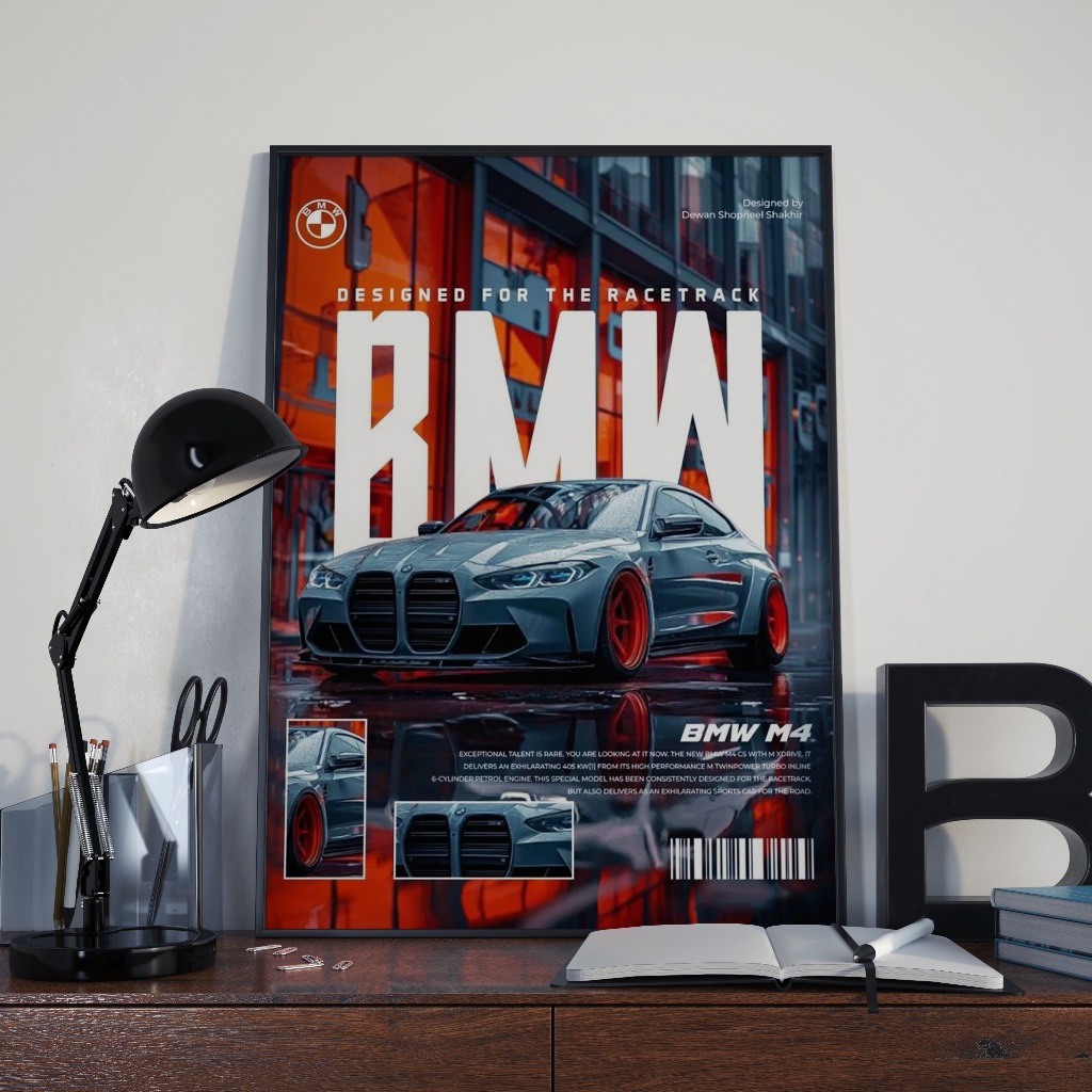 POSTER HIASAN DINDING MOBIL LBWK BMW M4