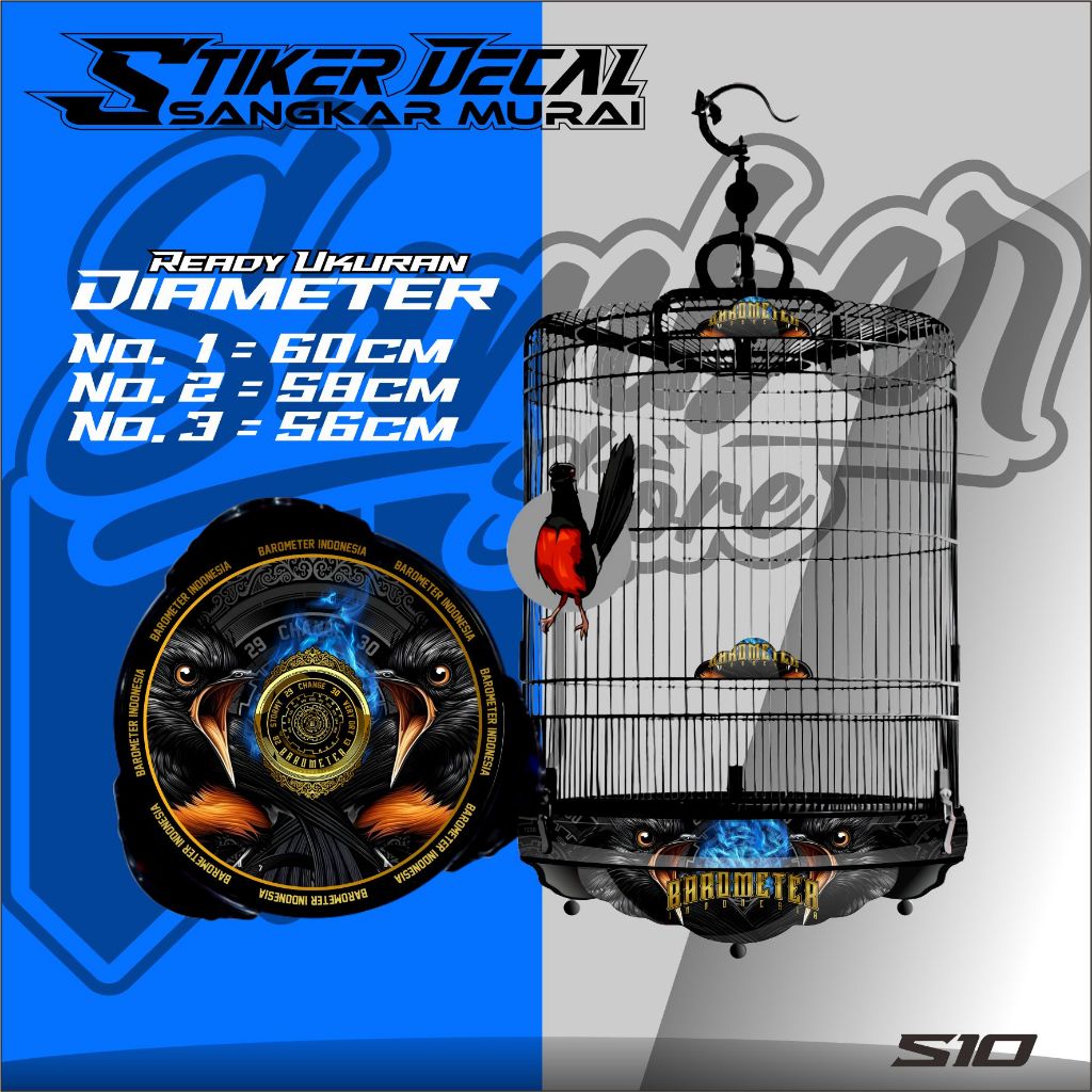 Setiker decal sangkar burung murai, kosan, sangkar bulat custom bahan high quality