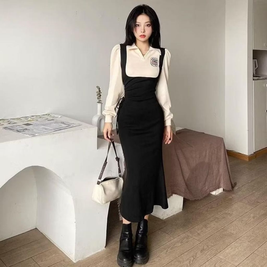 FORGETMENOT | DRESS WANITA KOREA | DRESS KOREA | DRESS LENGAN PANJANG | DRESS WANITA | ATASAN WANITA