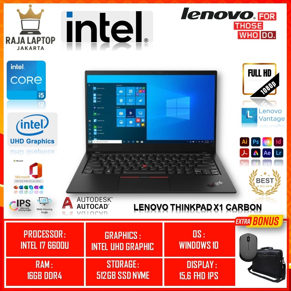 Laptop Slim Lenovo Thinkpad X1 Carbon Intel Core  i7 6600U 16GB 512GB SSD 14.0 Full HD Win11 Pro